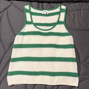 Green and White Striped Tank Top